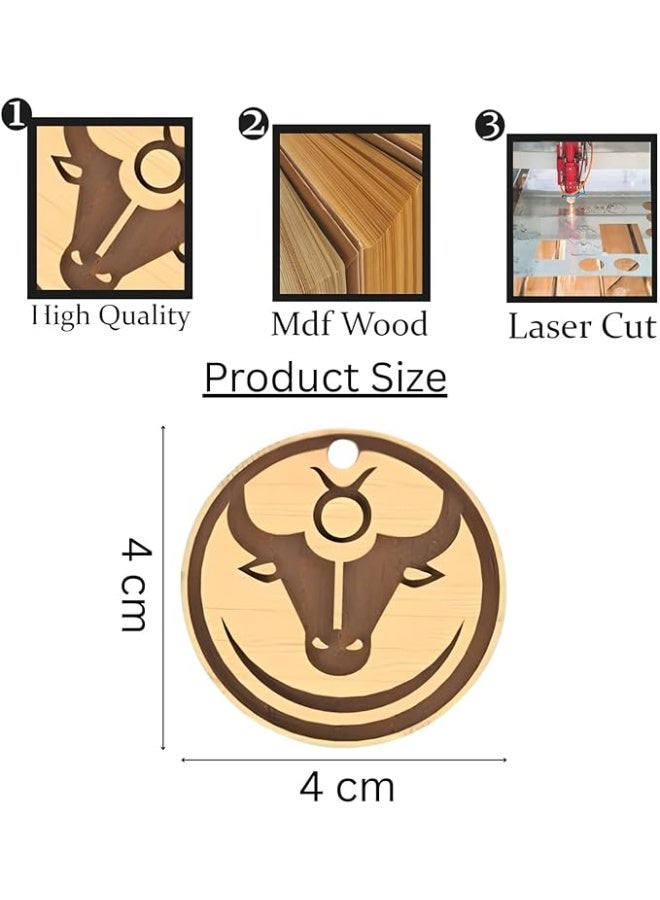 ميدالية مفاتيح خشبية على شكل رأس ثور – رمز برج الثور (Taurus) – إكسسوار حيوانات ديكوري - Image 5