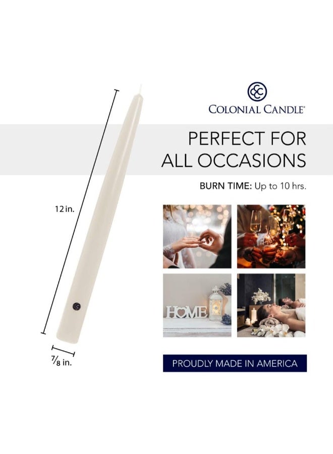 Colonial Candle Unscented Taper Candle Handipt Collection Ivory 12 In Pack of 12  Up to 10 Hours Burn - Image 3