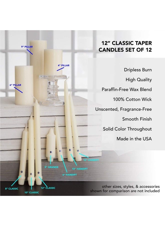 Colonial Candle Unscented Taper Candle Handipt Collection Ivory 12 In Pack of 12  Up to 10 Hours Burn - Image 5