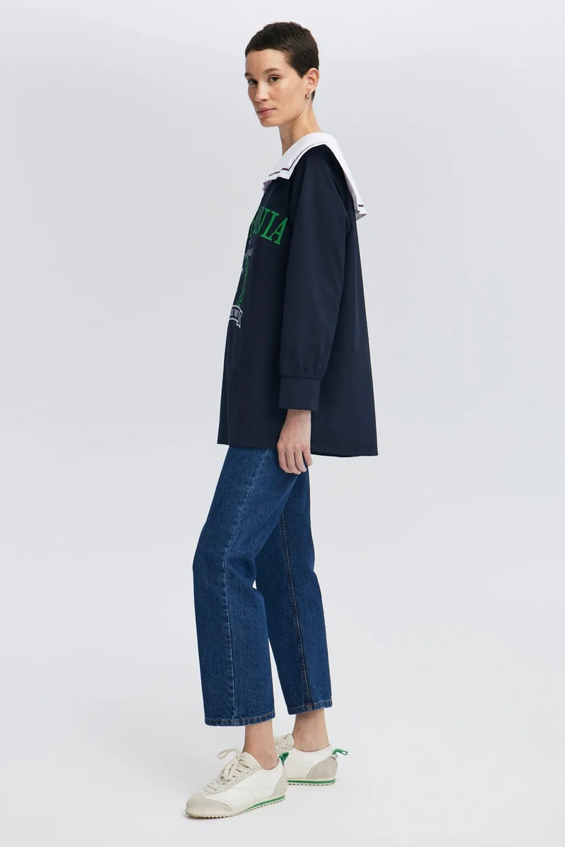 توتشي Wide Collar Poplin Tunic