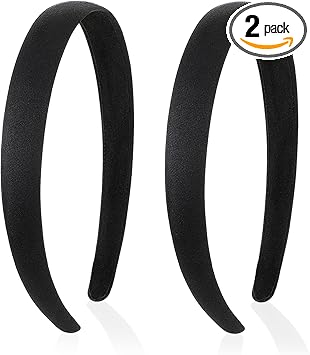 Dimeho 2 PCS Padded Headbands Wide Sponge Hairband 07inch No Slip Fashion Hair Band Plain Solid Hair Hoops Simple Headwear Holiday DIY Styling Tools Hair Accessories for Women Girls - Image 1