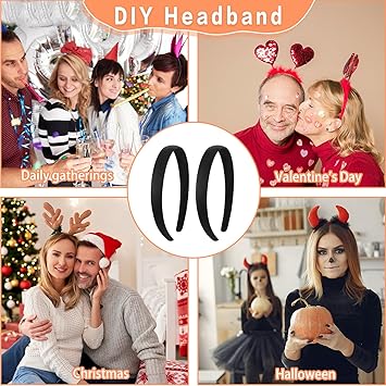 Dimeho 2 PCS Padded Headbands Wide Sponge Hairband 07inch No Slip Fashion Hair Band Plain Solid Hair Hoops Simple Headwear Holiday DIY Styling Tools Hair Accessories for Women Girls - Image 3