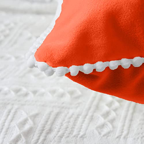 CottonFry Set of 2 Soft Velvet Cushion Covers Pillowcases Square Decorative Bubble pom pom lace Throw Pillow Covers - Image 2