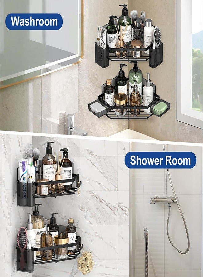 Corner Shower Caddy, 4 Pack Shower Organizer with Soap Holder, No Drill, 304 Stainless Steel Shower Organizer for kitchen and Home Decor (Black) - Image 5