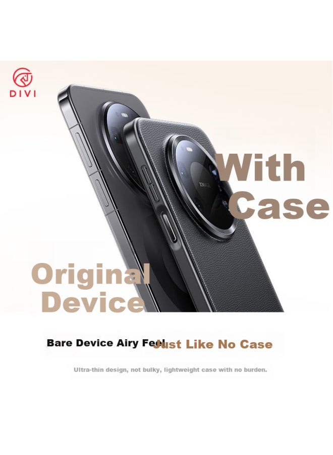 Divi Full Coverage Lens | Premium Faux Leather Huawei Mate80/80 Pro Case Ultra-thin Shockproof Soft Edge Genuine Leather Feel Uni Black - Image 4