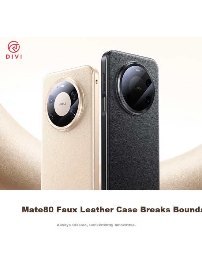Divi Full Coverage Lens | Premium Faux Leather Huawei Mate80/80 Pro Case Ultra-thin Shockproof Soft Edge Genuine Leather Feel Uni Black - Image 1