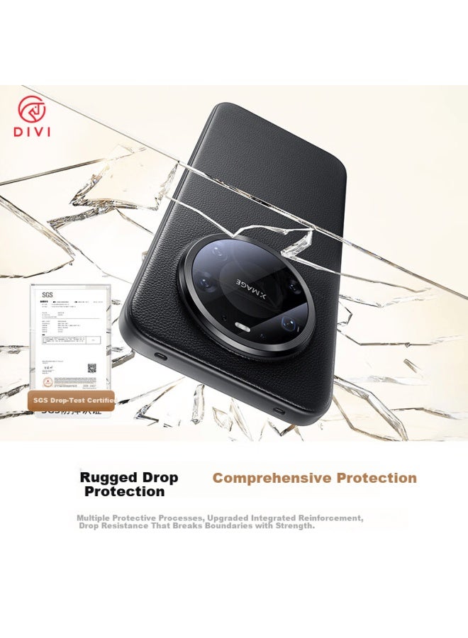 Divi Full Coverage Lens | Premium Faux Leather Huawei Mate80/80 Pro Case Ultra-thin Shockproof Soft Edge Genuine Leather Feel Uni Black - Image 2