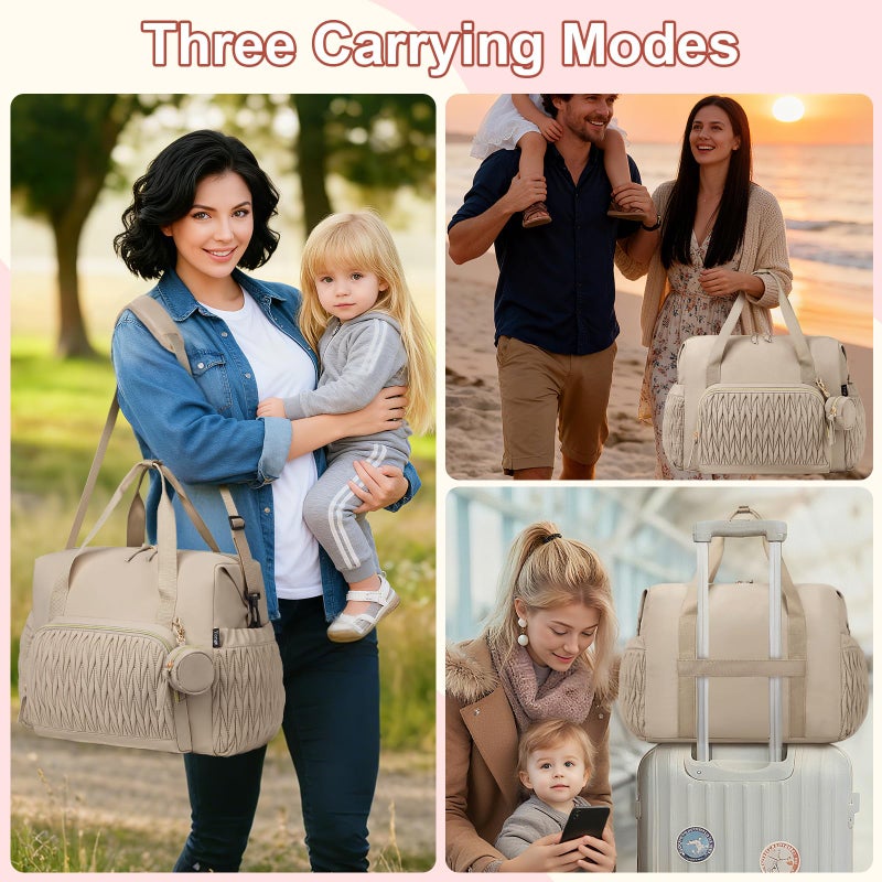 Yorige Diaper Tote Bag for Baby 6pcs, Large Mom Hospital Bags with Changing Pad Pacifier Case for Labor Delivery Boy Girl - Image 2