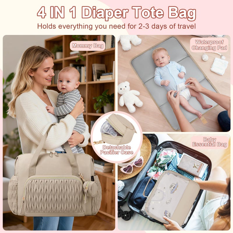 Yorige Diaper Tote Bag for Baby 6pcs, Large Mom Hospital Bags with Changing Pad Pacifier Case for Labor Delivery Boy Girl - Image 3