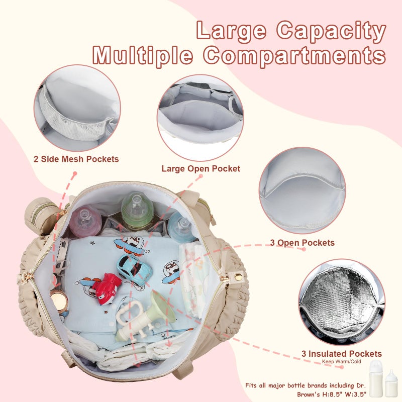 Yorige Diaper Tote Bag for Baby 6pcs, Large Mom Hospital Bags with Changing Pad Pacifier Case for Labor Delivery Boy Girl - Image 4
