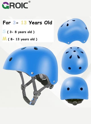 Kids Protective Gear Adjustable Protective Helmet,Kids Helmet Knee Elbow Pads Wrist Guard Sport Protective Gear Adjustable Scooter Skateboard Roller Bike Skate Cycling Safety Set(Blue) - view 2