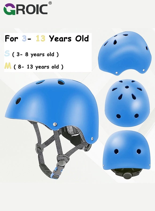 GROIC Kids Protective Gear Adjustable Protective Helmet,Kids Helmet Knee Elbow Pads Wrist Guard Sport Protective Gear Adjustable Scooter Skateboard Roller Bike Skate Cycling Safety Set(Blue) - Image 2