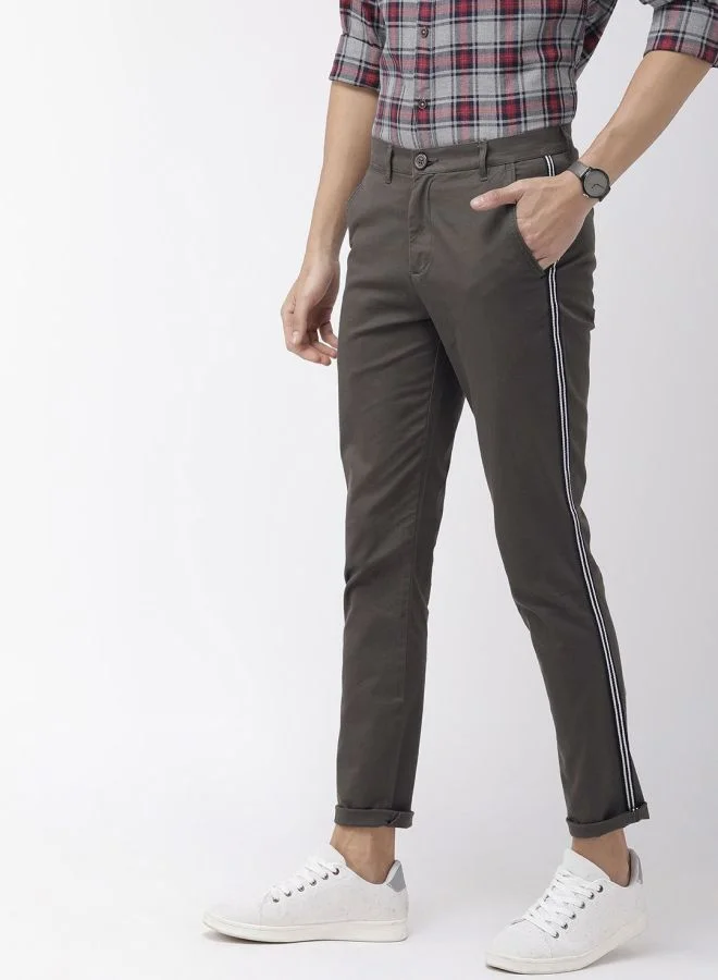 The Indian Garage Co Men Slim Fit Solid Mid-Rise Chinos