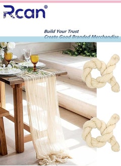 Rcan 2 PCS Cheesecloth Table Runner, Boho Gauze Cheese Cloth Table Runner, Beige Wedding Table Runner, Party Long Rustic Sheer Table Runners, for Baby Shower Decoration Wedding Party Summer Garden Farmhouse Table Runners 35.4x157''  - Image 1