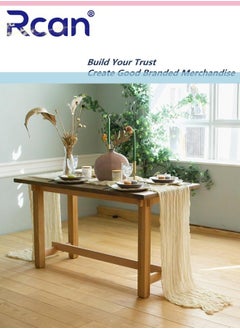 Rcan 2 PCS Cheesecloth Table Runner, Boho Gauze Cheese Cloth Table Runner, Beige Wedding Table Runner, Party Long Rustic Sheer Table Runners, for Baby Shower Decoration Wedding Party Summer Garden Farmhouse Table Runners 35.4x157''  - Image 4