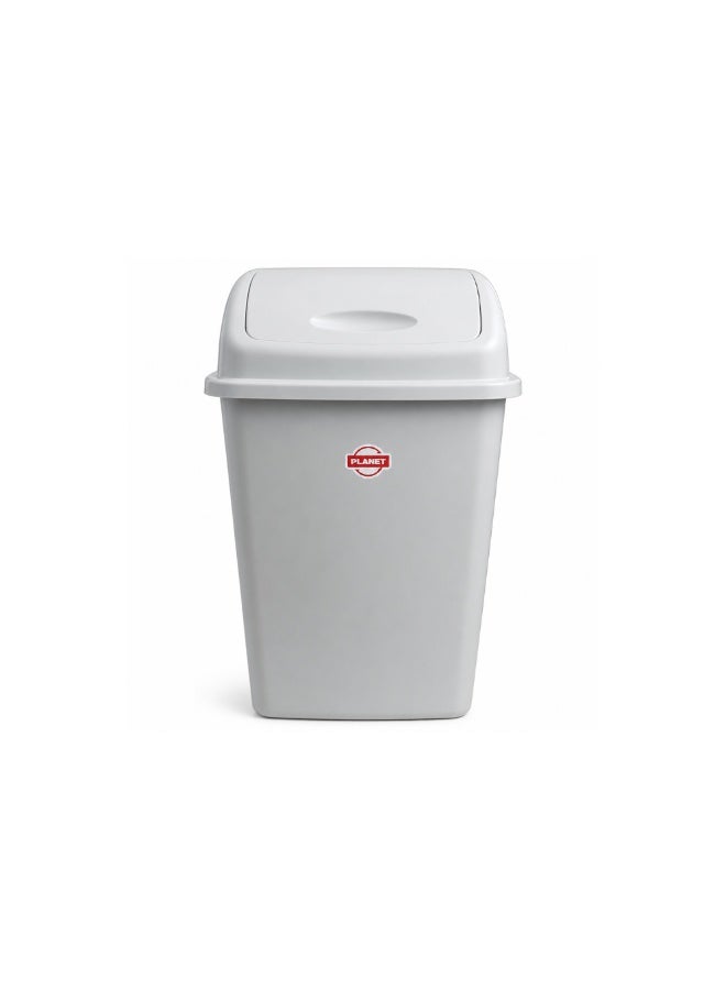 PLANET 26 Liter Swing-Top Trash Can with Self-Closing Lid – Odor-Control Waste Bin for Kitchen, Bathroom & Office, Durable Easy-Clean Plastic (Light Grey) - Image 1