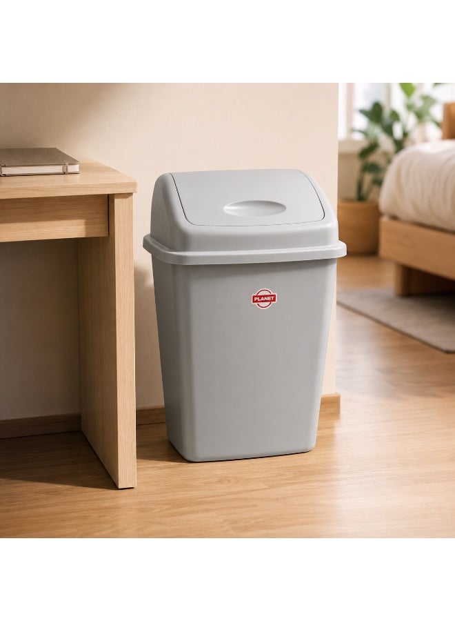 PLANET 26 Liter Swing-Top Trash Can with Self-Closing Lid – Odor-Control Waste Bin for Kitchen, Bathroom & Office, Durable Easy-Clean Plastic (Light Grey) - Image 4