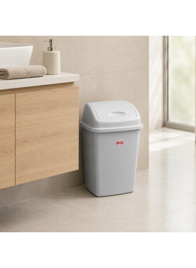 PLANET 26 Liter Swing-Top Trash Can with Self-Closing Lid – Odor-Control Waste Bin for Kitchen, Bathroom & Office, Durable Easy-Clean Plastic (Light Grey) - Image 3