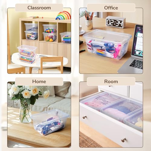 GAMENOTE Clear Plastic Storage Bins with Lids,Stackable Containers for Classroom,Toy Storage Organizer, 5 Qt 12 Pack Small Tubs,Tote Box for Kids Playroom,Sorting(12×7.2×5.1 in) - Image 5