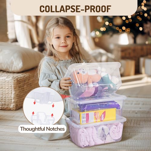 GAMENOTE Clear Plastic Storage Bins with Lids,Stackable Containers for Classroom,Toy Storage Organizer, 5 Qt 12 Pack Small Tubs,Tote Box for Kids Playroom,Sorting(12×7.2×5.1 in) - Image 3