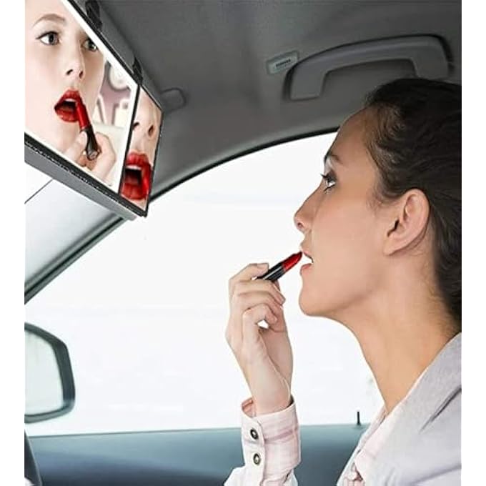 Showkah Car Visor Vanity Mirror with 5X Magnification LED Lighted Makeup Mirror, 3 Light Modes, Dimmable Touchscreen, USB-C Rechargeable, Universal Fit for Car Sun Visor Black - Image 5