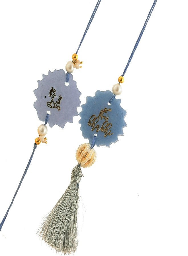 Pride Store Rakhi For Bhaiya Bhabhi set | Resin Rakhi Set For Brother-Sister In Law | With Greeting Card and Roli Chawal, Rakhi for bhai | Rakhi Set for brother - Image 1