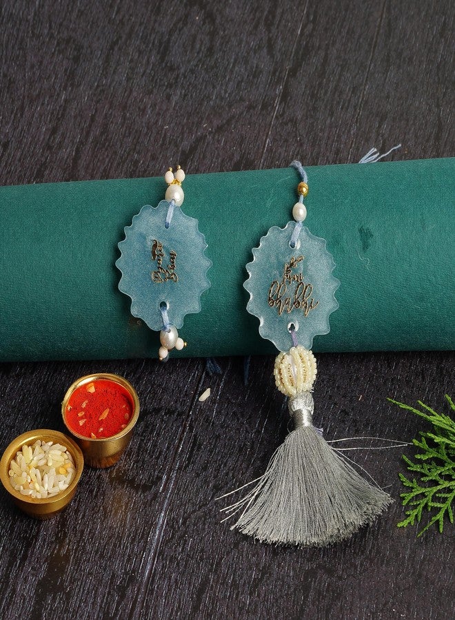 Pride Store Rakhi For Bhaiya Bhabhi set | Resin Rakhi Set For Brother-Sister In Law | With Greeting Card and Roli Chawal, Rakhi for bhai | Rakhi Set for brother - Image 2