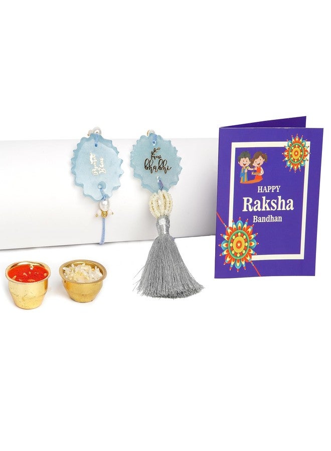 Pride Store Rakhi For Bhaiya Bhabhi set | Resin Rakhi Set For Brother-Sister In Law | With Greeting Card and Roli Chawal, Rakhi for bhai | Rakhi Set for brother - Image 4