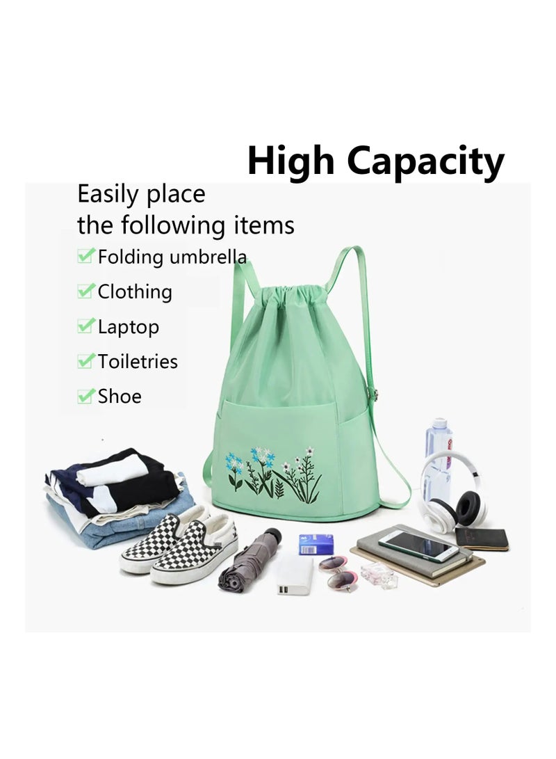 SYOSI Drawstring Backpack,Women's Drawstring Bag,Waterproof Drawstring Backpack,Large Wet and Dry Separation Backpack - Image 2