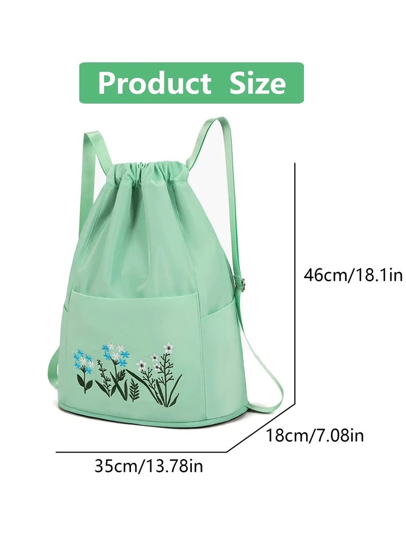 SYOSI Drawstring Backpack,Women's Drawstring Bag,Waterproof Drawstring Backpack,Large Wet and Dry Separation Backpack - Image 3