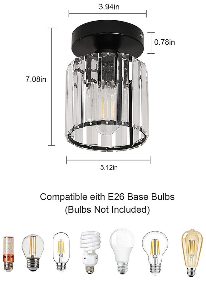 Modern Crystal Chandeliers Ceiling Light, Semi Flush Mount Ceiling Lighting Fixture Modern Crystal Ceiling Lamp, Black Crystal Chandelier for Hallway Kitchen Island Dining Room Bedroom - Image 2