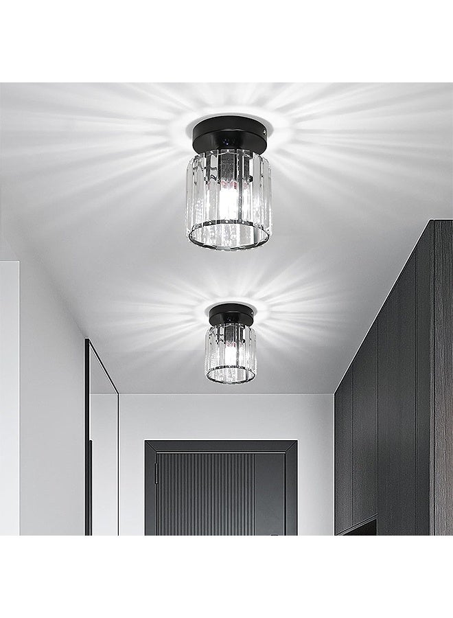 Modern Crystal Chandeliers Ceiling Light, Semi Flush Mount Ceiling Lighting Fixture Modern Crystal Ceiling Lamp, Black Crystal Chandelier for Hallway Kitchen Island Dining Room Bedroom - Image 4