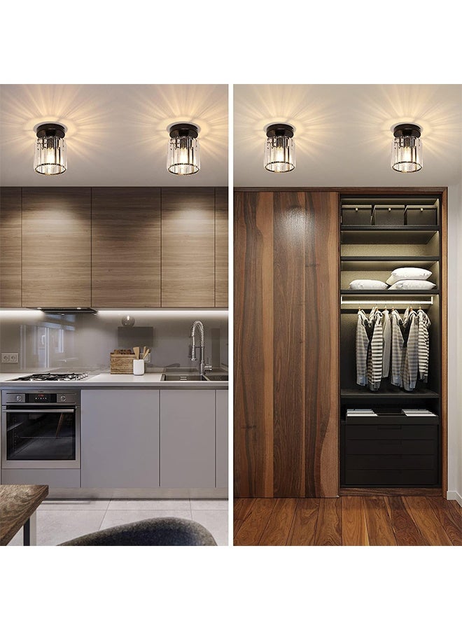 Modern Crystal Chandeliers Ceiling Light, Semi Flush Mount Ceiling Lighting Fixture Modern Crystal Ceiling Lamp, Black Crystal Chandelier for Hallway Kitchen Island Dining Room Bedroom - Image 5