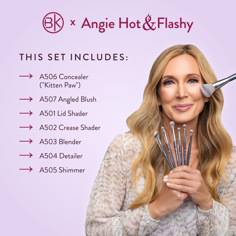 BK BEAUTY BRUSHES - ANGIE HOT & FLASHY Brush Set (7PC) - Viral Under-Eye Concealer, Eye Shadow, | Bronzer, Blush & Highlighter Makeup Brushes - Image 4