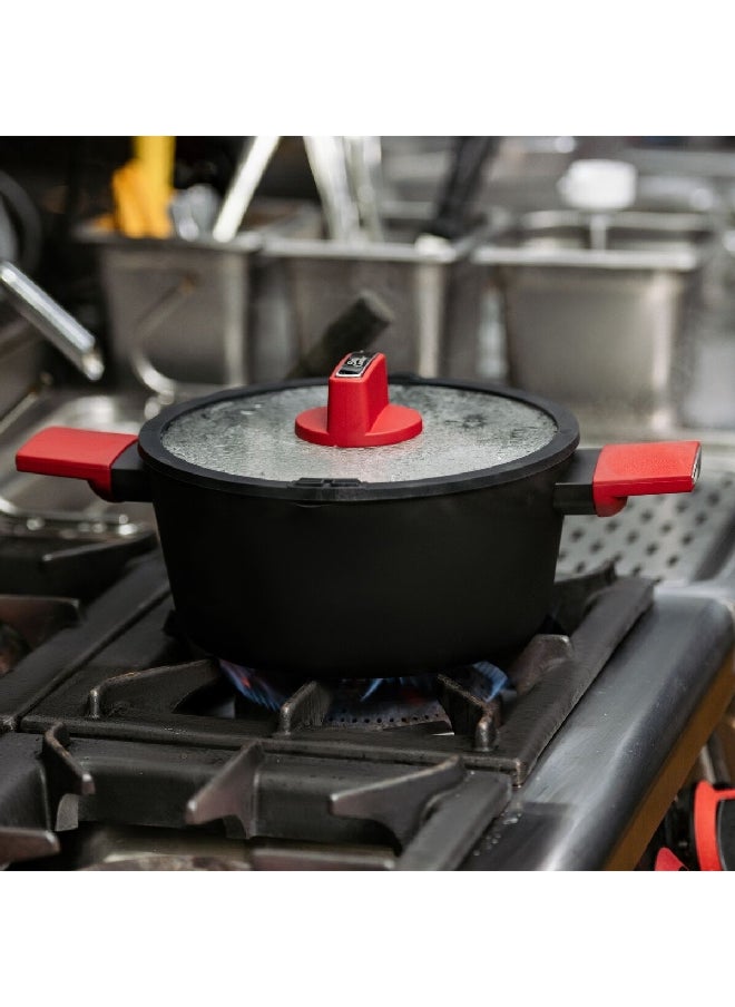 Betty Crocker - Durable Non-Stick Dutch Oven with Glass Lid Black and Red 20 cm BC2070 - Image 1