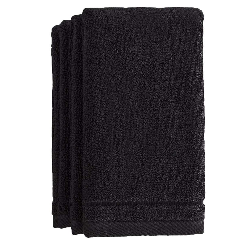 Creative Scents Cotton Fingertip Towels Set Black  4 Pack  11 x 18 Inches Decorative Small ExtraAbsorbent and Soft Terry Towel for Bathroom  Powder Room Guest and Housewarming Gift Black