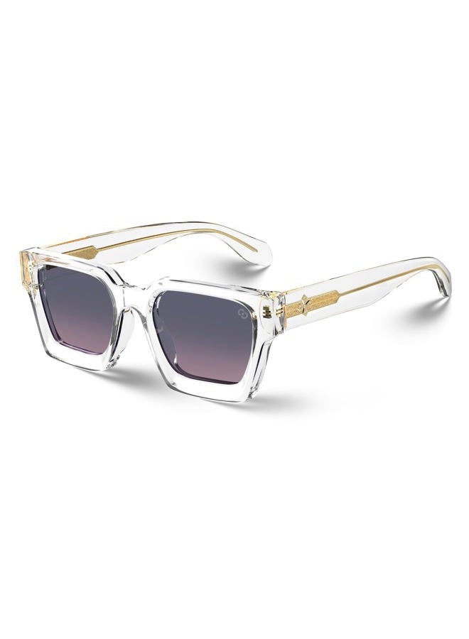 VISOONE Fashion 100% UV400 Protection Rectangle TR90 Y2K Sunglasses Accessories for Women Men RIVER, Clear/Grey Pink, 54MM - Image 1