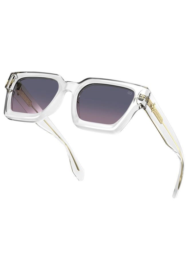VISOONE Fashion 100% UV400 Protection Rectangle TR90 Y2K Sunglasses Accessories for Women Men RIVER, Clear/Grey Pink, 54MM - Image 4