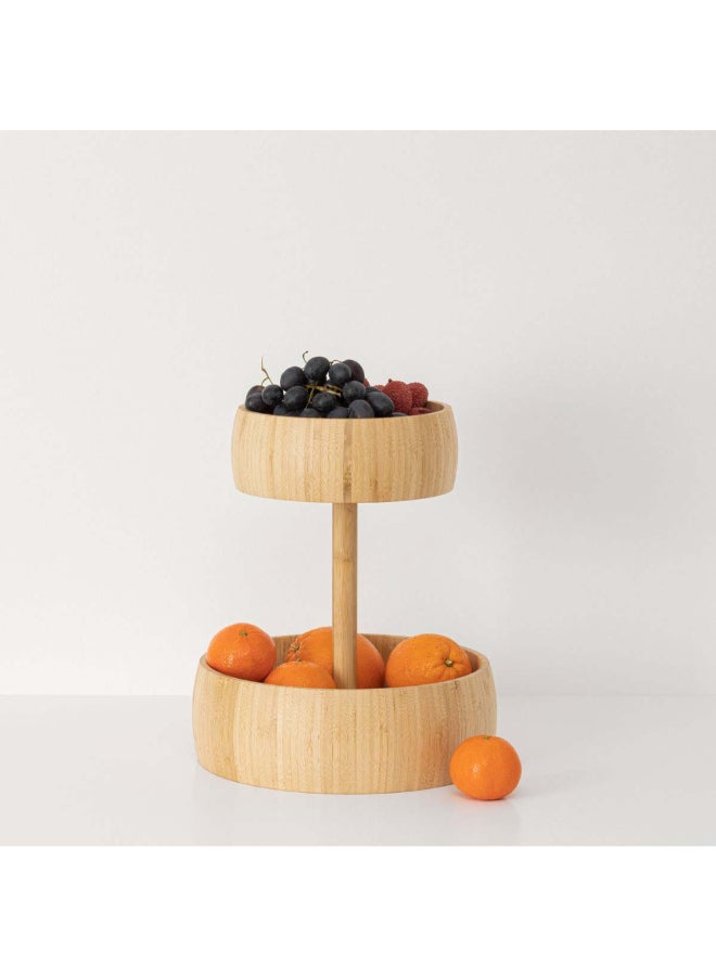 Five Simply Smart Sustainable 2-Tier Bamboo Fruit Basket Brown 35.5 x 29 x 29 cm 189706 - Image 1