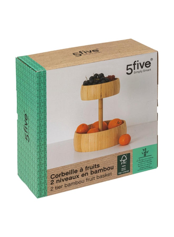 Five Simply Smart Sustainable 2-Tier Bamboo Fruit Basket Brown 35.5 x 29 x 29 cm 189706 - Image 3