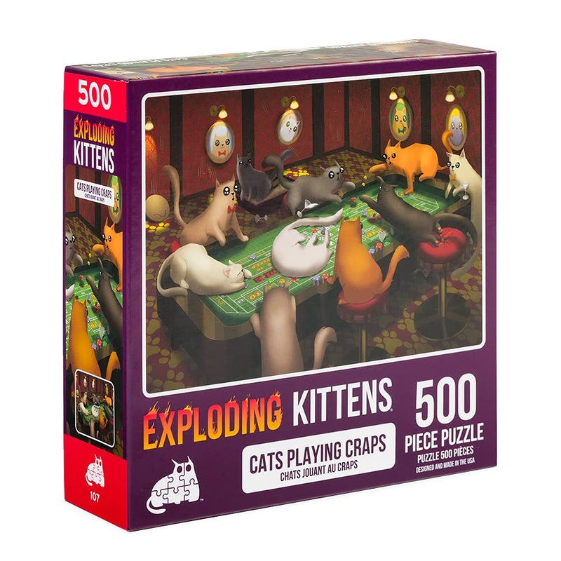 Exploding Kittens Cats Playing Craps Jigsaw Puzzle by Exploding Kittens 500 Pieces Ideal for Adults Teens and Kids A Funny and Artistic CatThemed Puzzle - Image 2