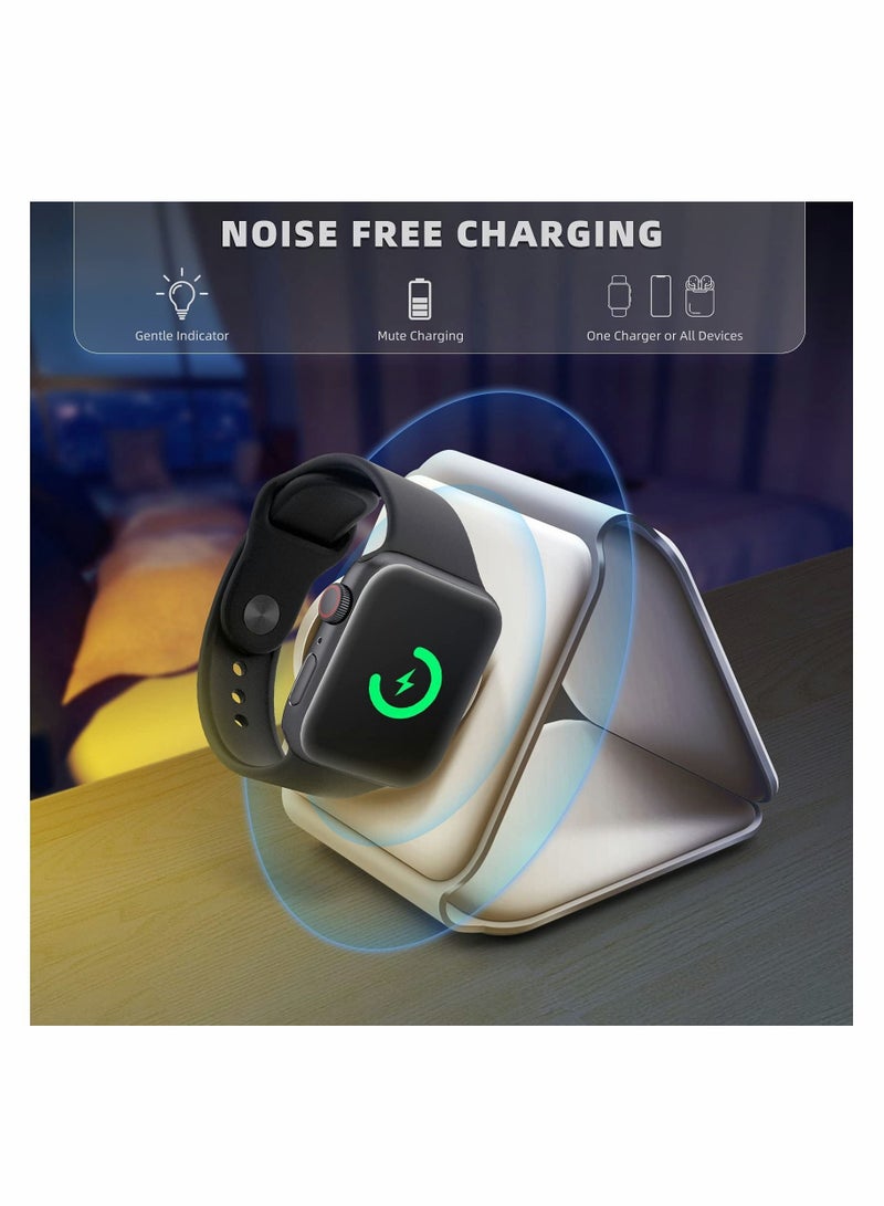 Wireless Charging, 3 in 1 Wireless Charger,Wireless Magnetic Fast Charging Foldable Dock station Charger for iPhone 13/12/11/8/Pro/Max,for iWatch,forAirPods 3/2/Pro and for Samsung
