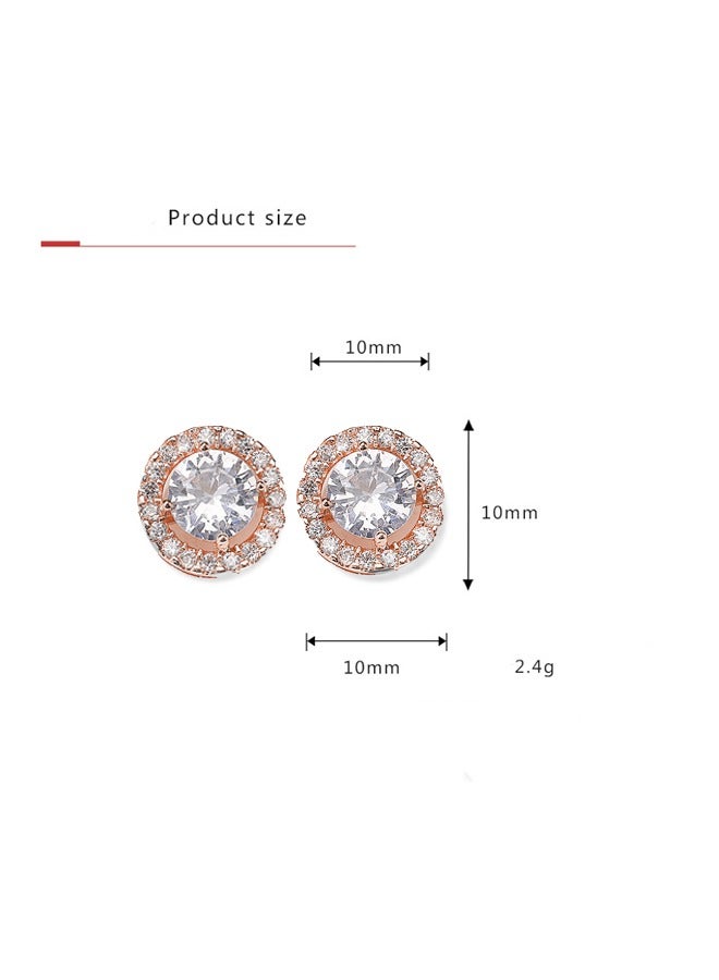 الأقراط الأنيقة والمزينة بشكل رائع بزيركون AAA المطعّم بشكل دقيق للنساء، متعددة الاستخدامات والشخصية، أقراط بروش دائرية كلاسيكية هندسية. - Image 5