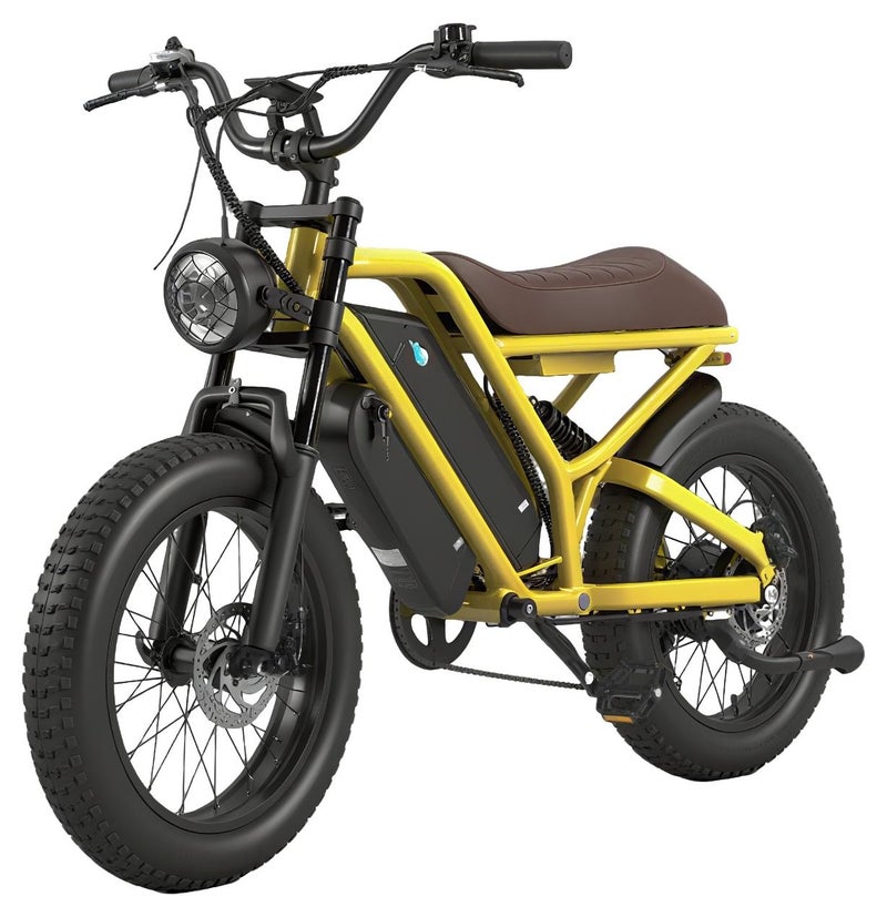 mankeel Electric Bike 48V 500W, Battery Cycle & Electric Motorcycle Style, Solid Tires, 12Ah Battery, 40KM Range, 40KM/H Speed, Front & Rear Disc Brakes, Ride-Ons & E-Bikes for Adults, Yellow - Image 1
