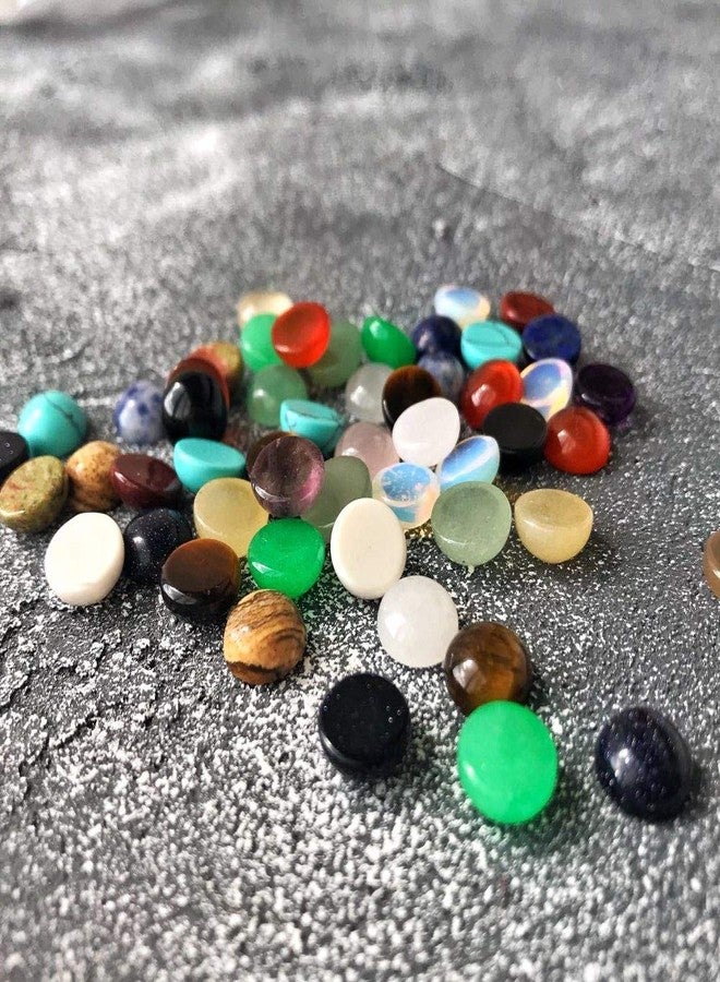 Zotoone 4 mm Cabochon Beads for Jewelry Making Crystal Quartz Natural Stone Round Random Color CAB Cabochon Beads Handmake DIY for Jewelry Making Diameter 4 MM (20pcs) - Image 2