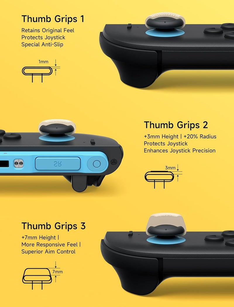 jsaux Thumb Grips for Nintendo Switch 2 (2025), Switch Thumb Grip Caps, Ergonomic Design, Enhanced Grip, Comfortable & Durable, Joycon Grip Button Stick Cover - Red and Beige, 3Pairs(6pcs) - Image 2
