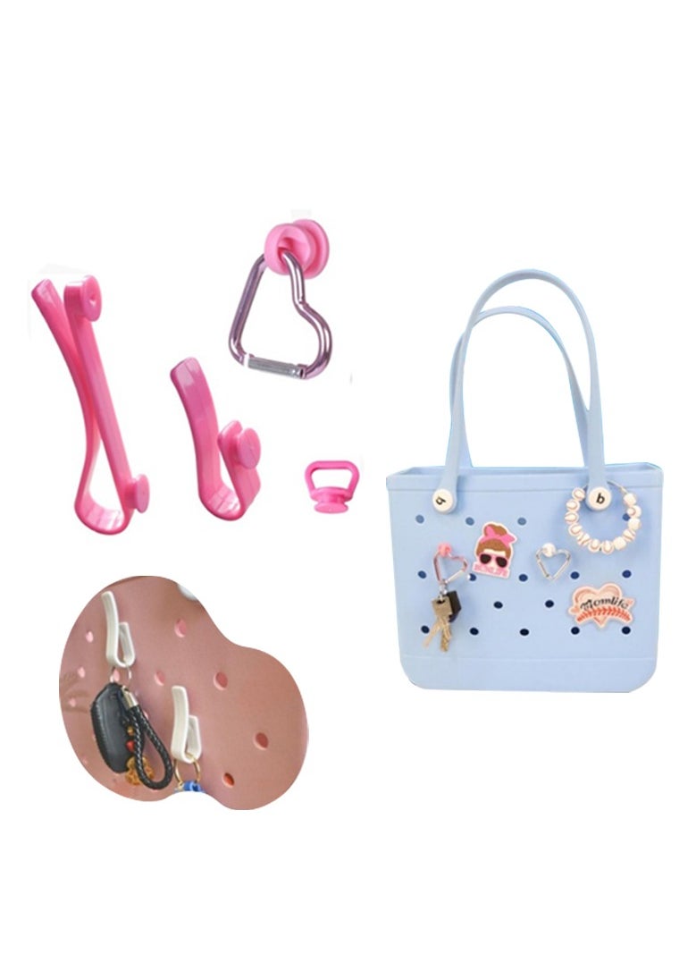ILovhaprty - 4Pcs Pink Inserts Hooks Accessories for tote Bag ,Charms Key Holder Cute Carabiner Keychain, heart shape Carabiner Keychain Set - Image 1