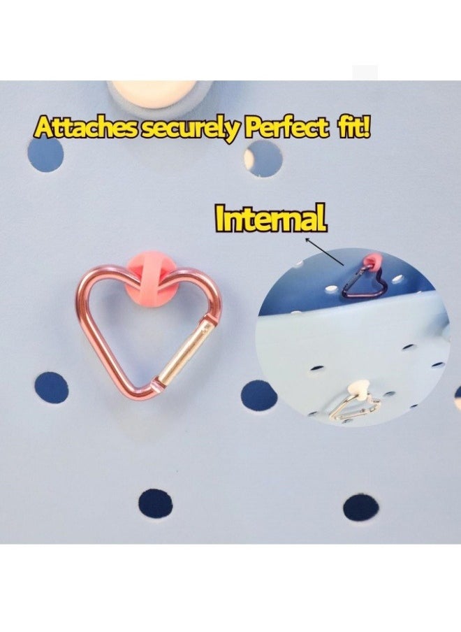 ILovhaprty 4Pcs Pink Inserts Hooks Accessories for tote Bag ,Charms Key Holder Cute Carabiner Keychain, heart shape Carabiner Keychain Set  - Image 2