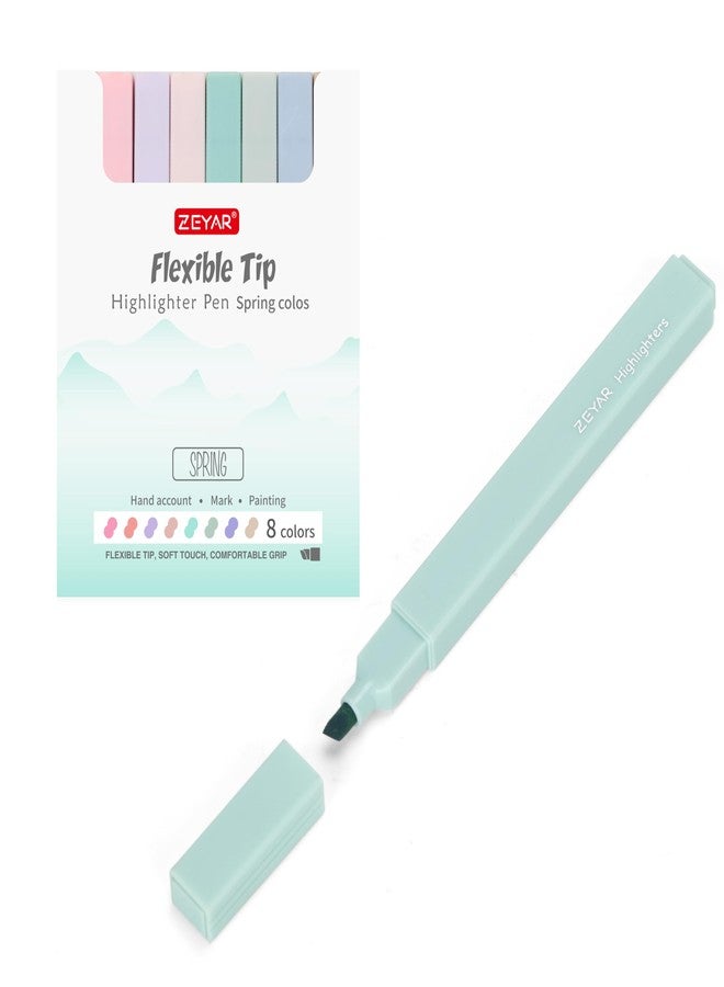 ZEYAR Aesthetic Cute Highlighter Pens, Cream colors, Chisel Tip, Water Based, Quick Dry, No Bleed for bible, four seasons color series (8 Spring Colors) - Image 2