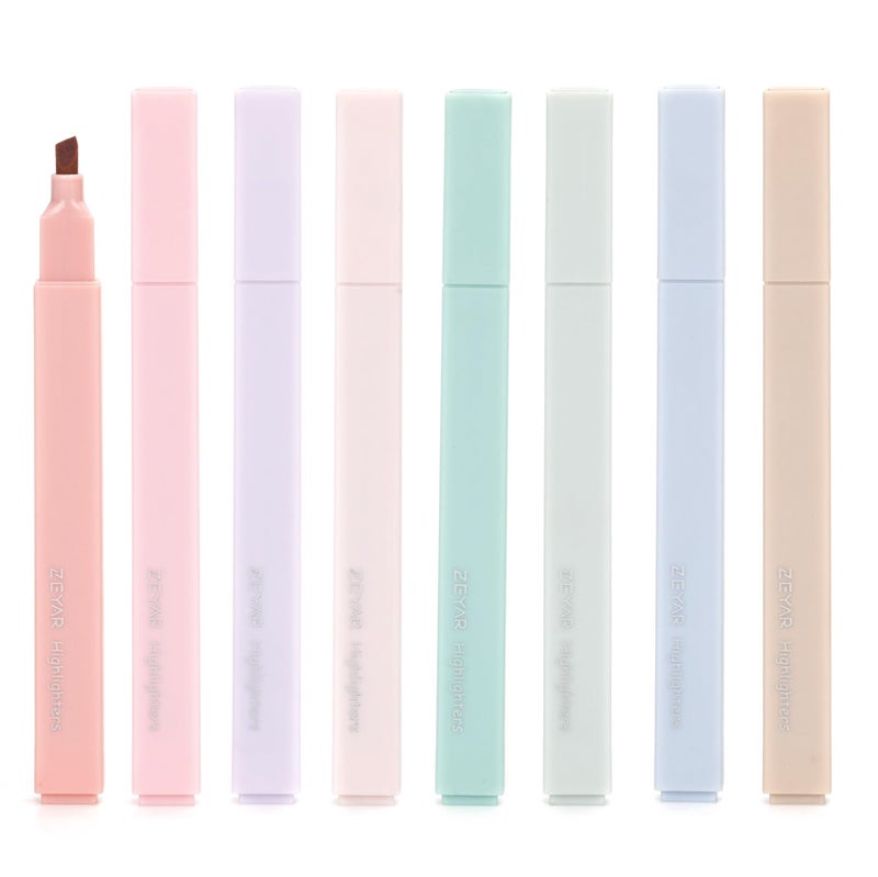ZEYAR Aesthetic Cute Highlighter Pens, Cream colors, Chisel Tip, Water Based, Quick Dry, No Bleed for bible, four seasons color series (8 Spring Colors) - Image 1